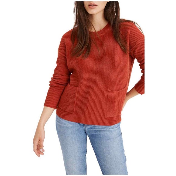 Madewell Tops - Madewell pocket pullover sweater rust large